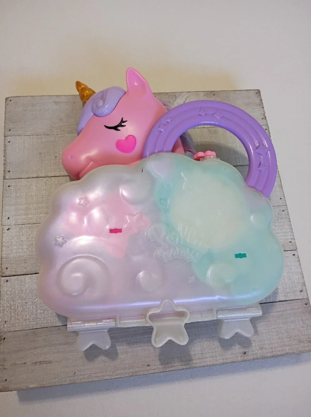 2022 Mattel Polly Pocket Rainbow Unicorn Salon Compact Case ONLY - No Figures